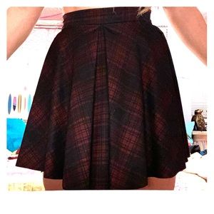 gianni bini plaid maroon skater mini skirt